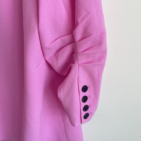 CeCe Plus Size 3X Ruched Sleeve One Button Blazer Jacket Pink Preppy Business - Picture 7 of 15